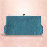 Walborg Antique Vintage Turquoise Bead & Silk Clutch with Original Mirror
