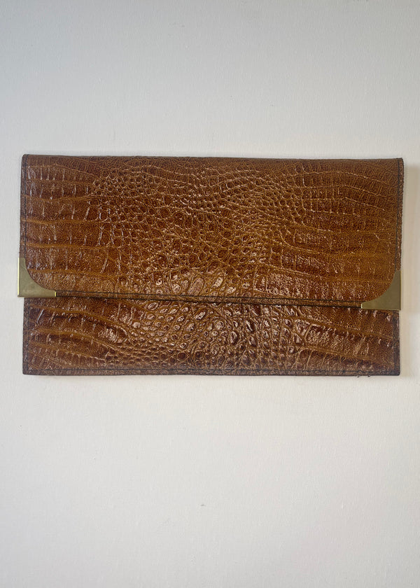 Vintage 1970s Crocodile Embossed Clutch