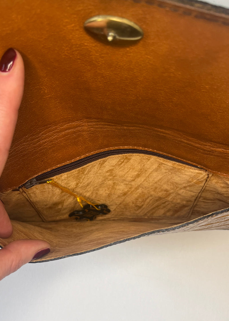 Vintage 1970s Crocodile Embossed Clutch