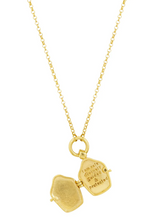 A unique &amp; inspired take on a traditional Tibetan locket. Hanging close to the heart on a chunky rolo chain &amp; inscribed with the secret message&nbsp;'I am safe, divinely guided &amp; protected', this beautiful talisman serves as your daily affirmation.