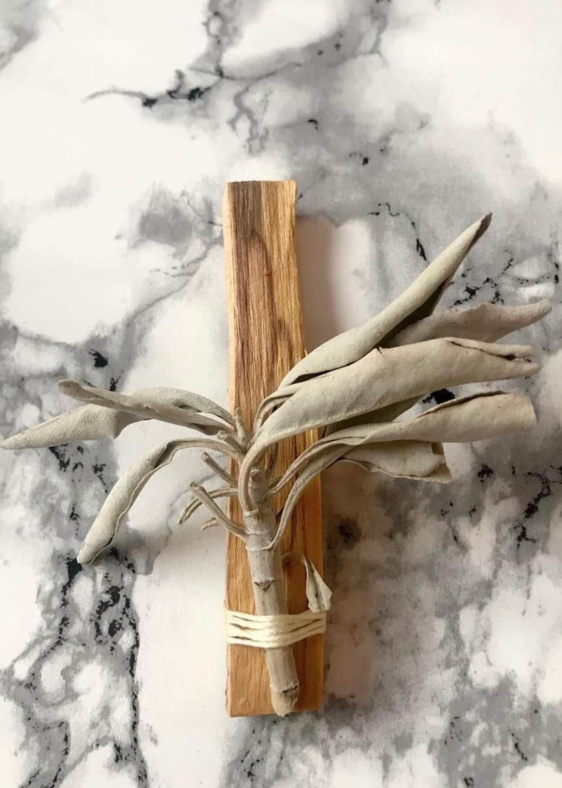 Sacred Palo Santo // Sage Ritual Bundle Each bundle has been uniquely hand crafted with loving intention to heal and purify, whilst respecting and honouring the sacred ancient traditions of Indigenous ritual. Never leave flame unattended. Always extinguish fully. Each bundle is unique and therefore may vary slightly from photo.