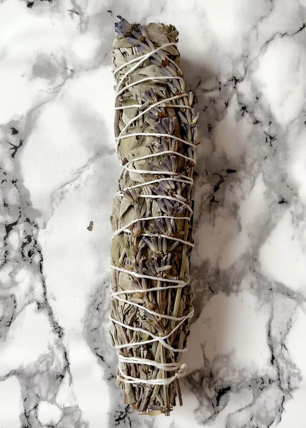 Sacred Smudging Wand // Lavender - Large Sacred Smudging Wand with lavender. Each wand has been uniquely hand crafted with loving intention to purify and cleanse, whilst respecting and honouring the sacred ancient traditions of Indigenous smudging ritual. Never leave flame unattended. Always extinguish fully. Each wand is unique and therefore may vary slightly from photo.