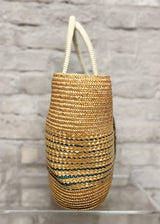 Beautiful Vintage Mexican Woven Basket  H: (inc. handle) 48cm x L: 40cm x D: 22cm  Excellent Condition