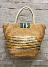 Beautiful Vintage Mexican Woven Basket  H: (inc. handle) 48cm x L: 40cm x D: 22cm  Excellent Condition