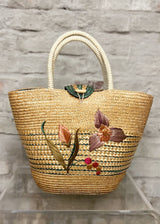 Beautiful Vintage Mexican Woven Basket  H: (inc. handle) 48cm x L: 40cm x D: 22cm  Excellent Condition