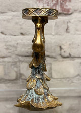 Vintage Peacock Crystal Stand/Candle Holder/Trinkets/Resin Incense Burner  This beautiful gold and blue Vintage Peacock stand is perfect for crystals, tea-light candles, special trinkets & jewellery, burning resin incense and much more. 